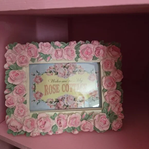 Pink Rose Picture Frame Cottagecore Romantic Wedding Gift Rose Gardener - Picture 7 of 10